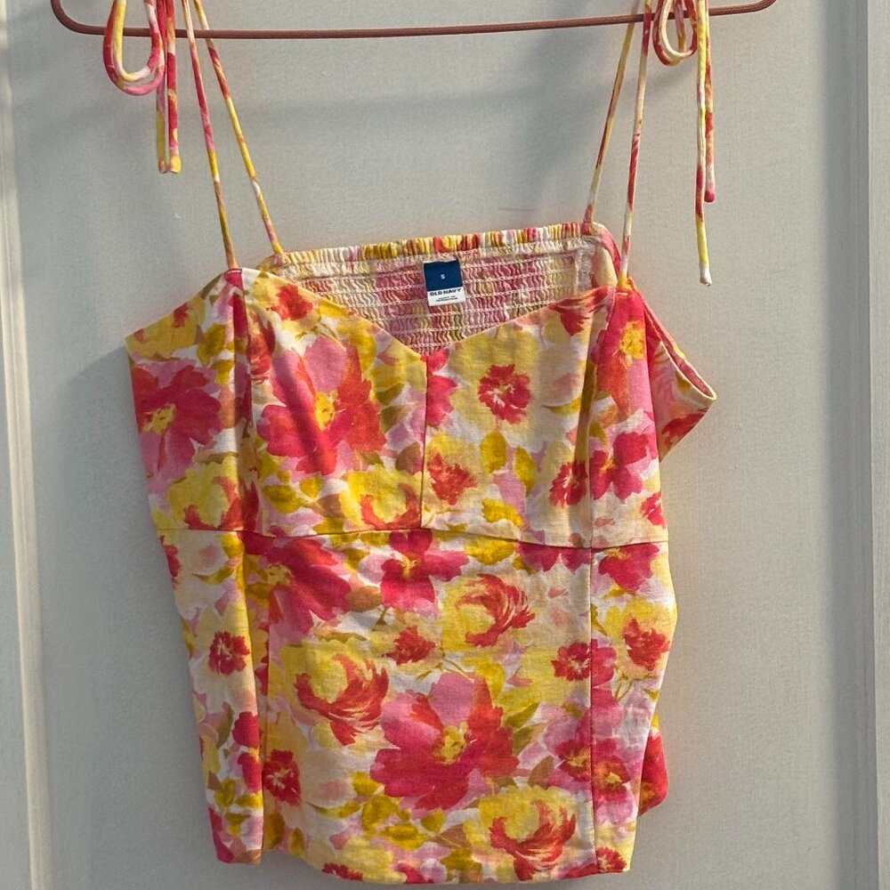 Old Navy Floral Tie Shoulder Top sz. S